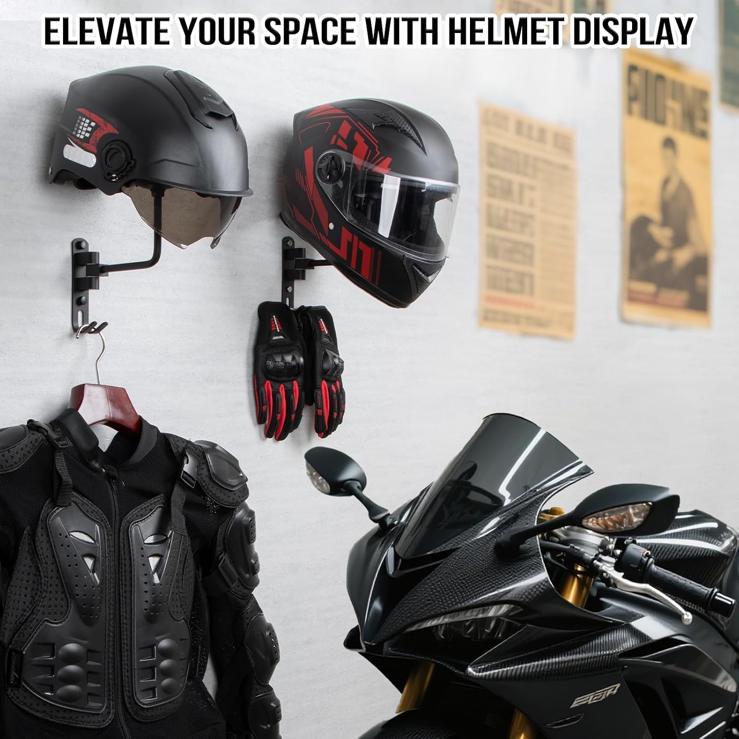 180 °   حامل خوذة الدراجة النا - مراجعة Cycling Gear Wall Hanger وسعره