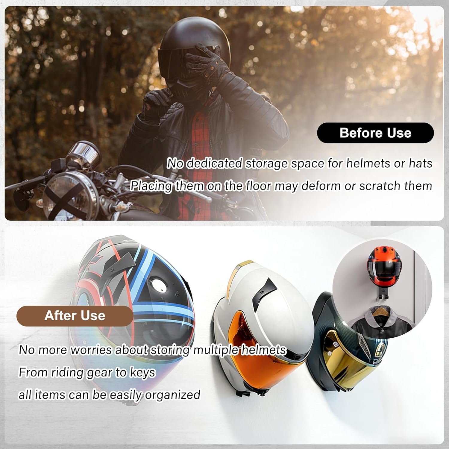 حامل خوذة الدراجات النارية للت - مراجعة Cycling Gear Wall Hanger وسعره